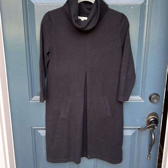 Tyler Boe Kim Black Cotton Cashmere Cowl Neck Dress - Picture 2 of 8